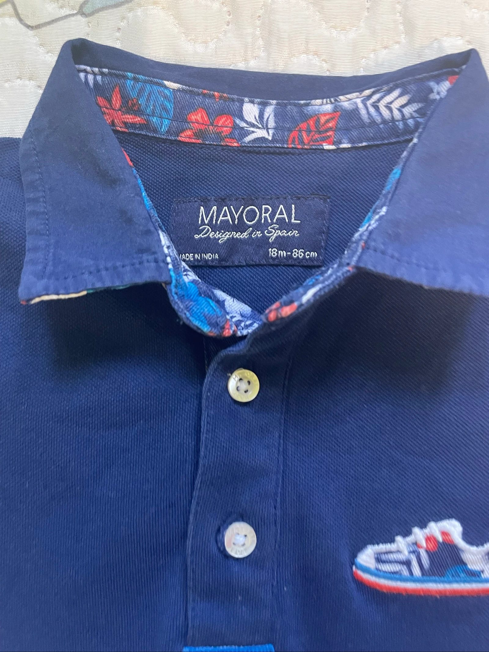 Polo shirt bleu marine brodé pour bébé garçon Mayoral 12-18 mois – photo 3